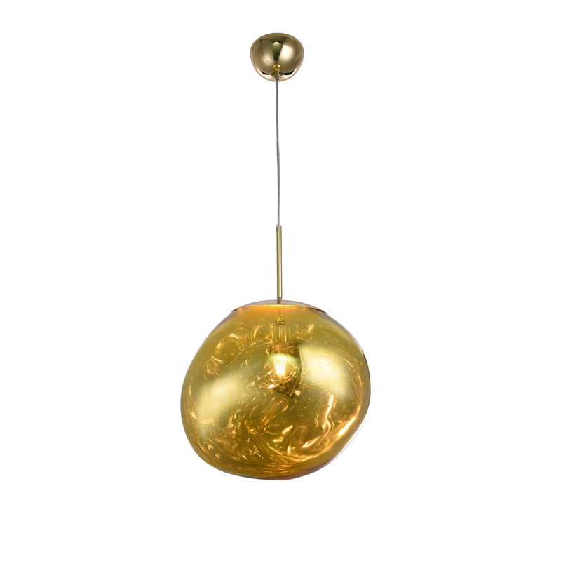 Luminaire suspendu moderne en acrylique 1 lumière, Or, H 15 po x l 15 po x P 15 po