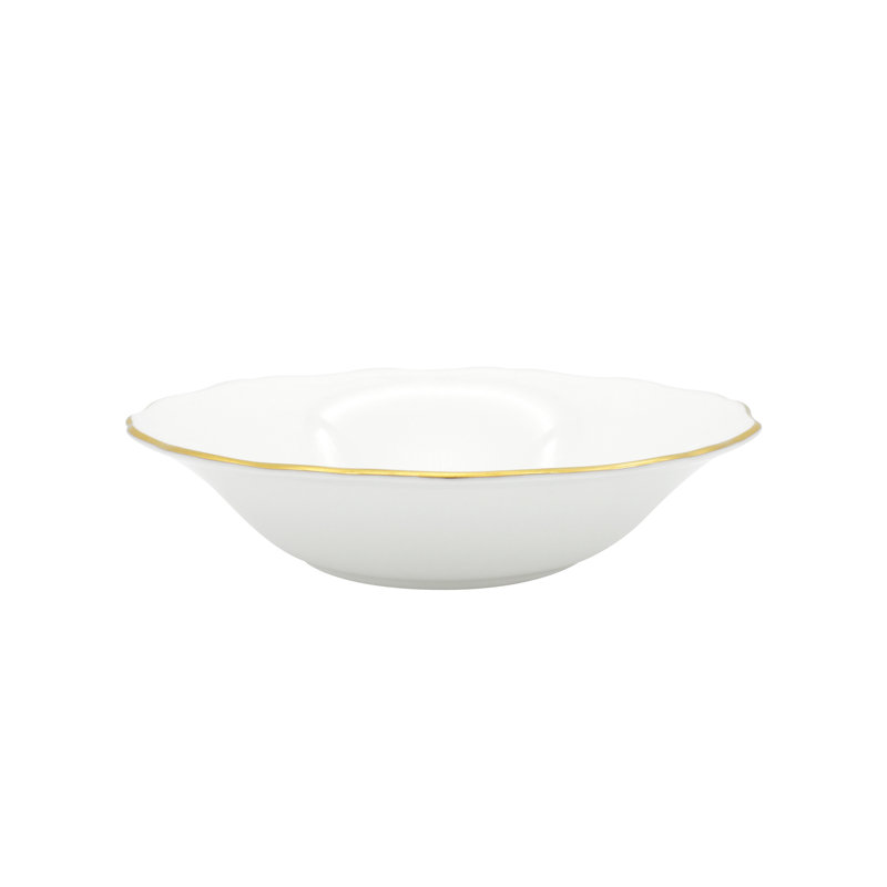 Amelie Bone China Dining Bowl, Brushed Gold/White