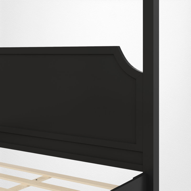 Lit plateforme à baldaquin en bois avec tête de lit à panneaux, style traditionnel, chambre à coucher, Grand lit