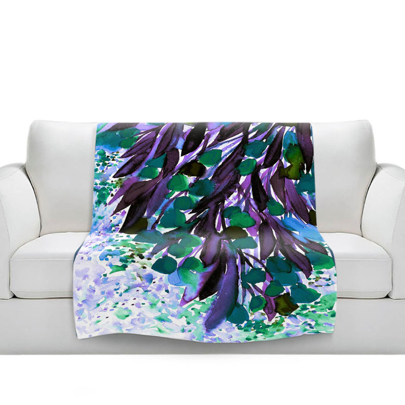 Couverture en sherpa doux mauve bleu botanique regency iv, l 51 po x L 60 po