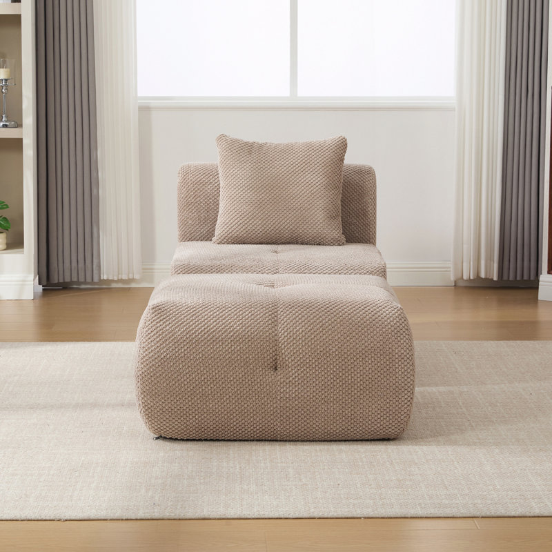 Ensemble de fauteuils d'appoint sans accoudoirs et repose-pieds, Tissu taupe