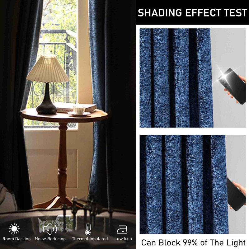 Velvet Blackout Curtain Pair (Set of 2), Navy