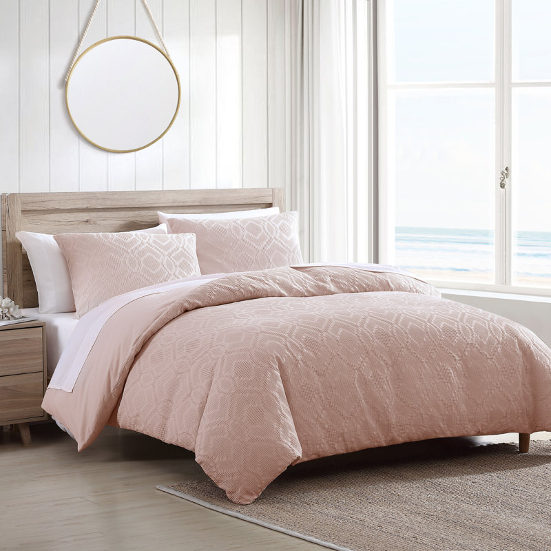 Serene Oasis Textured Waffle King Comforter Set in Vibrant Orange