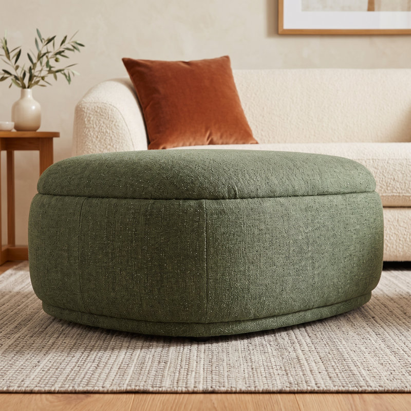 Adna 44" W Triangular Storage Ottoman, Mellow Forest Chenille