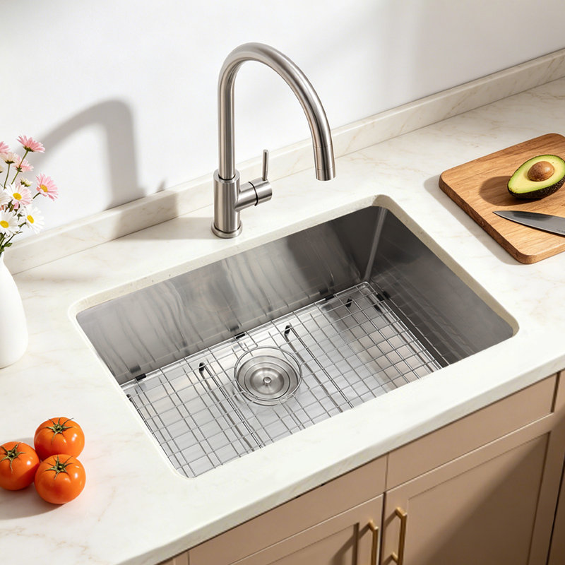 Évier de cuisine simple encastrable de 27 pouces, lavabo de ferme encastré en acier inoxydable avec accessoires, éviers de lave-vaisselle pour véhicules récréatifs, cuisine de préparation, salle de lavage, bar