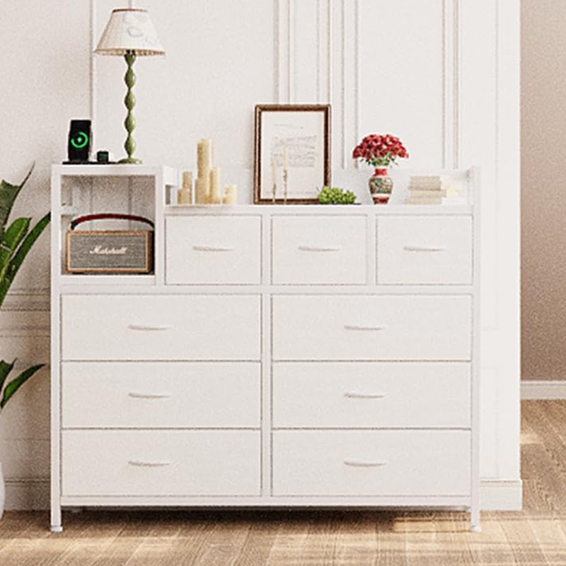 Commode 9 tiroirs Mountview, Blanc