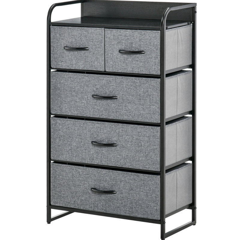 Commode 5 tiroirs gris
