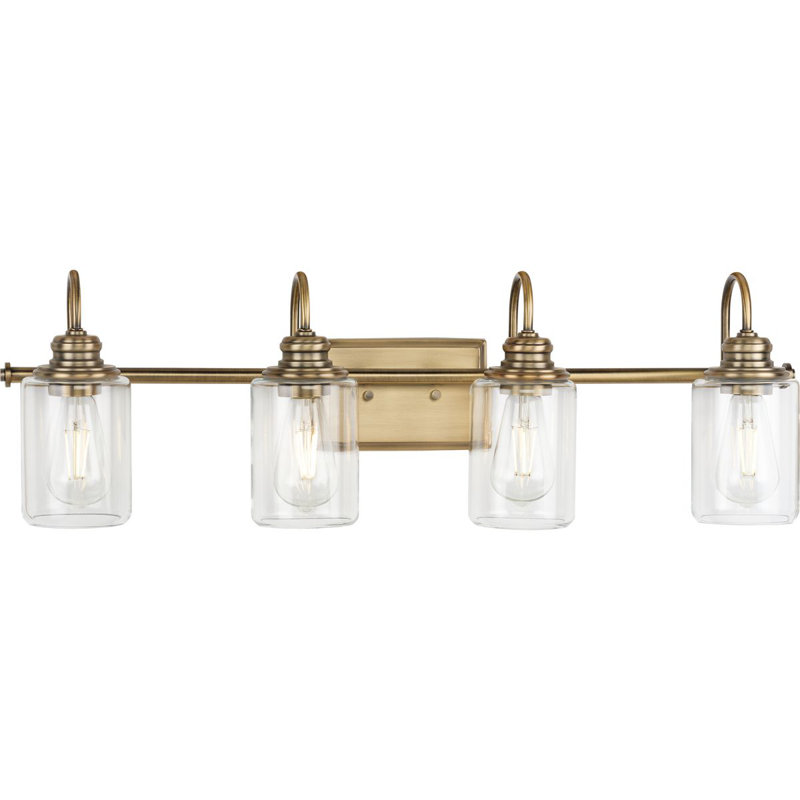 Éclairage pour meuble-lavabo à intensité variable à 4 lumières, Laiton rétro, 4