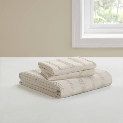 3-Piece King Woven Striped Duvet Cover Set with 2 Pillow Shams and Zipper Closure