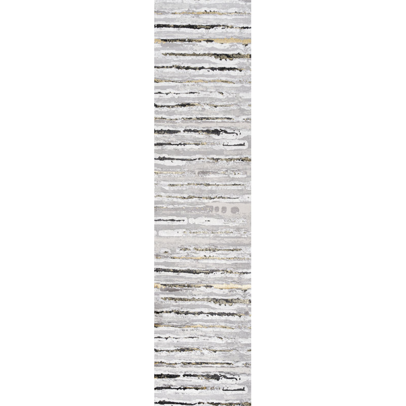 Tapis gris / noir Batten, Tapis de couloir 2 pi x 8 pi