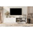 Stylish 4-Door Wave Design Cabinet with Adjustable Shelves & LED Accent-1503171705
