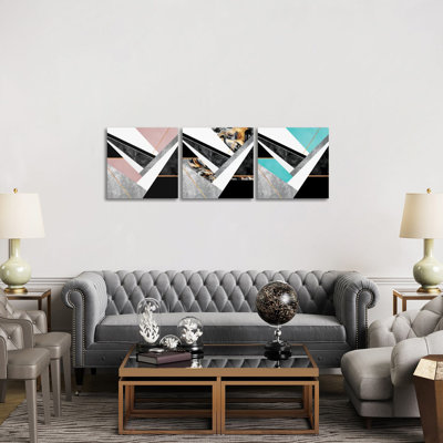 Lines and Layers Triptych - Canvas Wall Art Set - Wrapped Canvas (Set of 3)