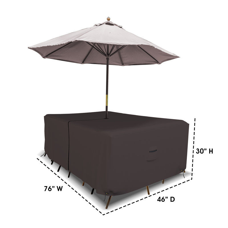 HeavyDuty Multipurpose Waterproof Outdoor Rectangle Dining Table &Chair Set Cover with Umbrella Hole, Coffee
