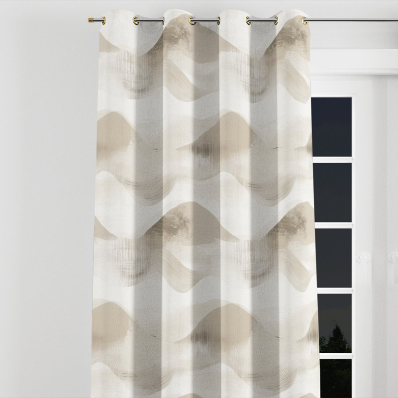 Panneaux de rideaux abstraits - Rideau à œillets beige sable - 1 panneau, Œillets dorés, L 52 po x L 90 po