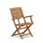 3 Piece Patio Bistro Sets Outdoor Set Includes a Round Acacia Wood Coffee Table and 2 Folding Arm Chairs, Natural Oil