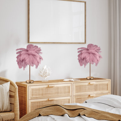 Led Feather Table Lamp With Touch Switch