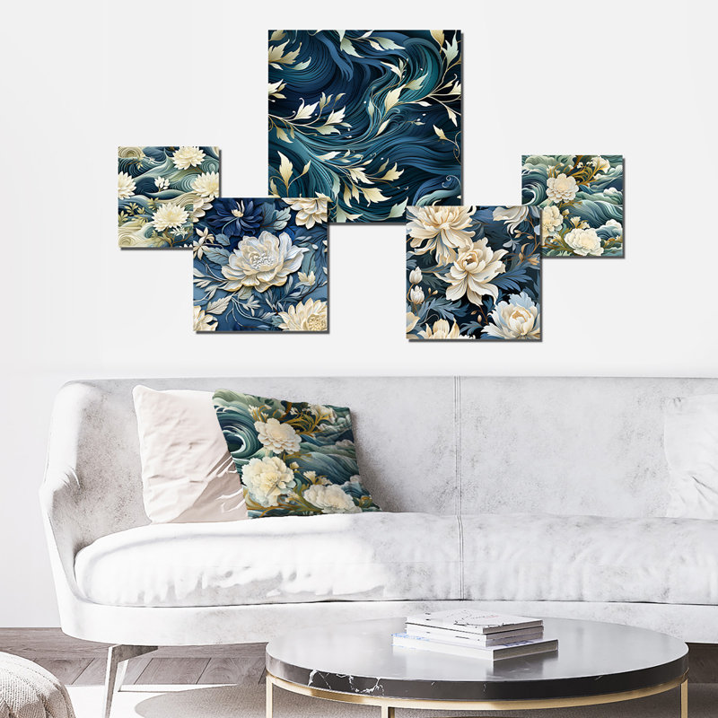 Ensemble de 5 décorations murales florales Maiwenn