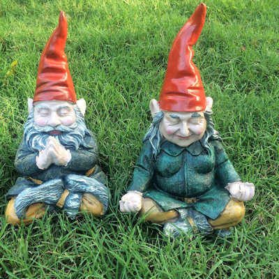 Ensemble de 2 statues de gnomes «Zelda» et «Mordecai»
