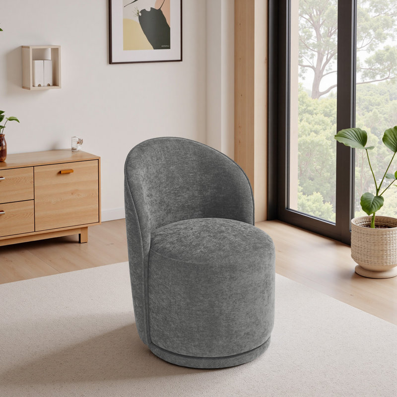Chaise pivotante intégrée en tissu, Lin de coton gris foncé