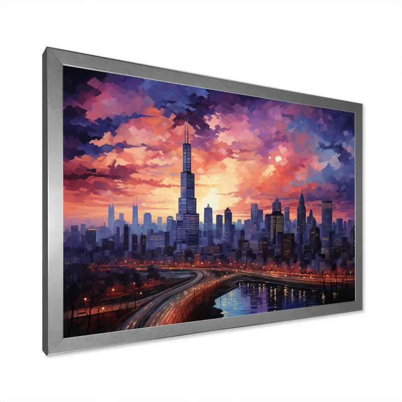 Skyscrapers Glass Giants I - Architecture Wall Art Living Room, H 16 po x l 32 po x P 1 po, Cadre photo argenté