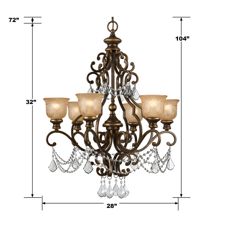 Tusten 6 - Light Dimmable Classic / Traditional Chandelier, Hand Polished