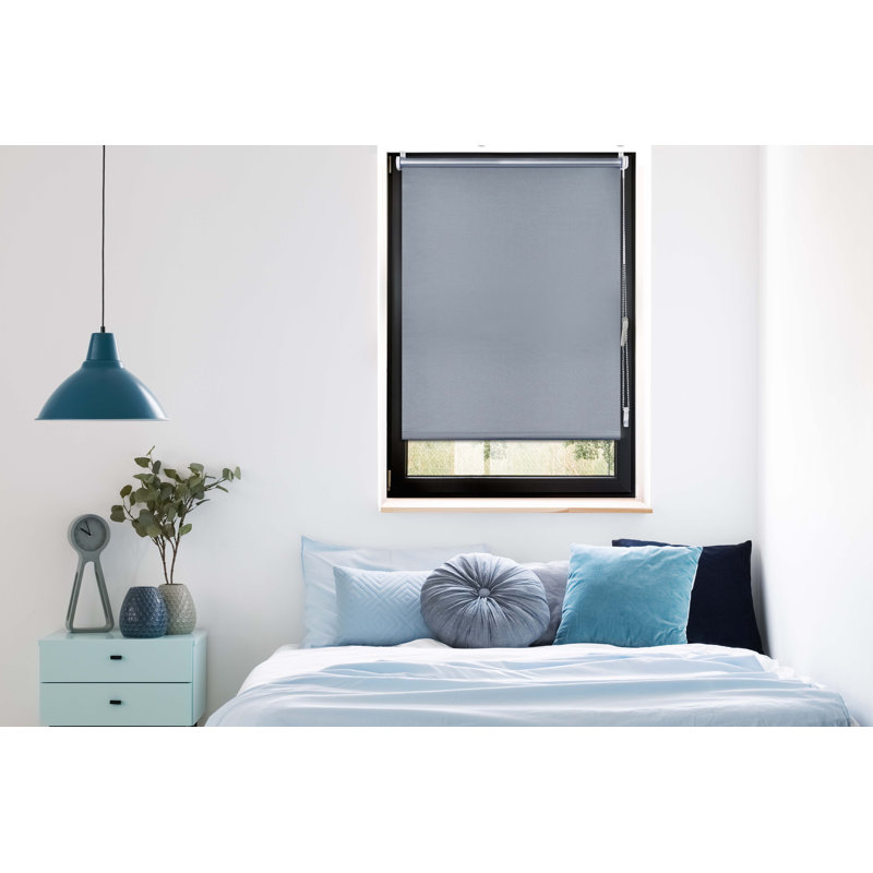 Trend Verdunklung Room Darkening Roll-Up Blind, Grey/Brown/Blue, 150cm L x 100cm W 