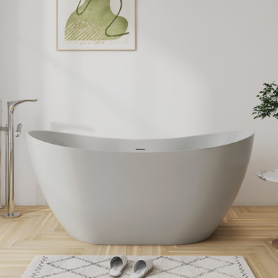 Baignoire de trempage autoportante en acrylique de 60 pouces, baignoire de trempage avec trop-plein et trop-plein, autoportante contemporaine