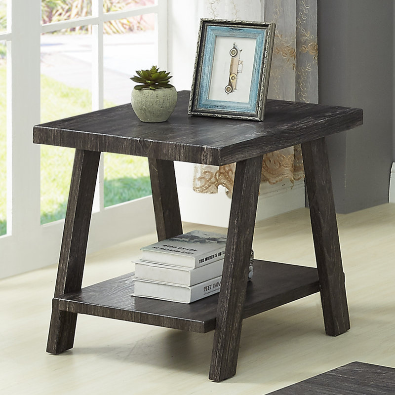 Table de bout avec rangement Angeleca, H 23 po x l 24 po x P 22 po, Gris charbon