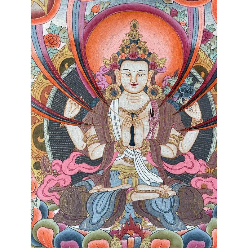 Chengrezig Thangka (Thangka sans brocart)