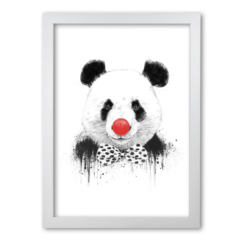 Clown Panda by Mercedes Lopes Charro - Print, 84 cm H x 59.4 cm W x 5 cm D, White Grain