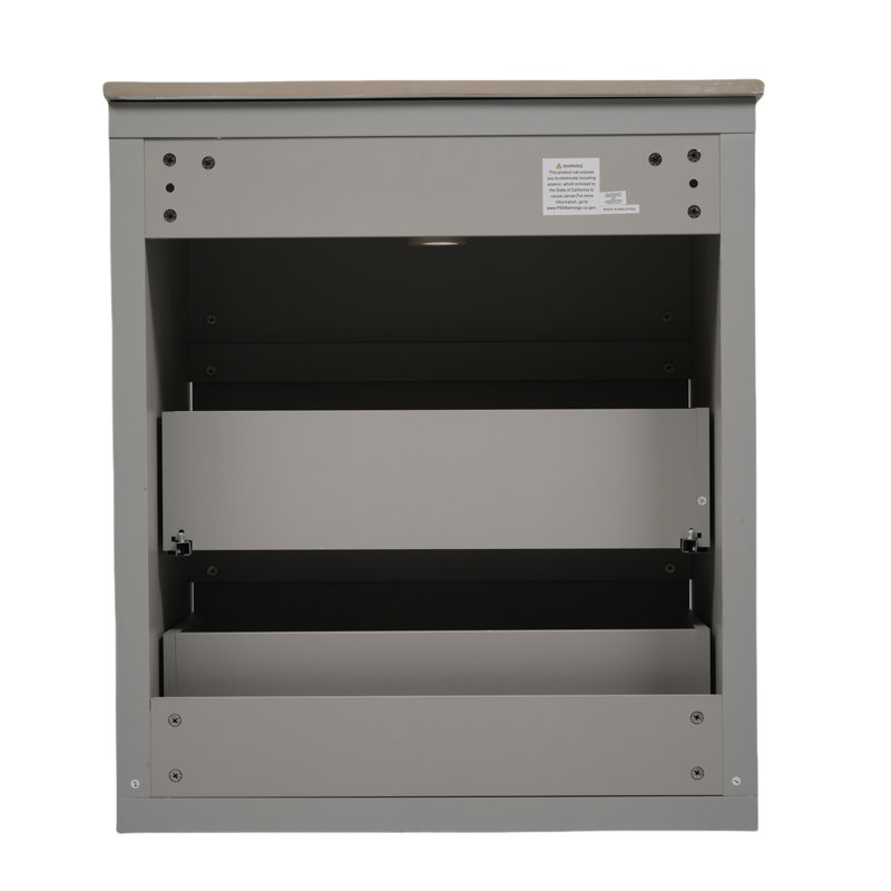 Meuble-lavabo avec lavabo en céramique et 2 tiroirs, Gris