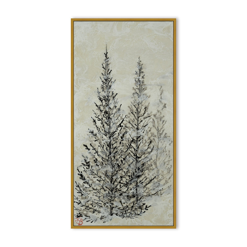 Nature Inspired "Silent Pines" Canvas Wall Art By , 16" H x 8" W x 1.125" D, Framed Matted Print, Brown