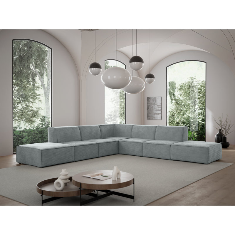 Alesja 7 Seater Corner Sofa , Light Grey Blue