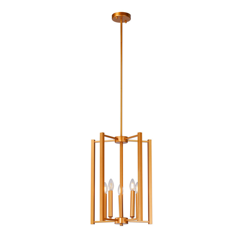 Lustre géométrique à 5 lumières Pavlik, Or