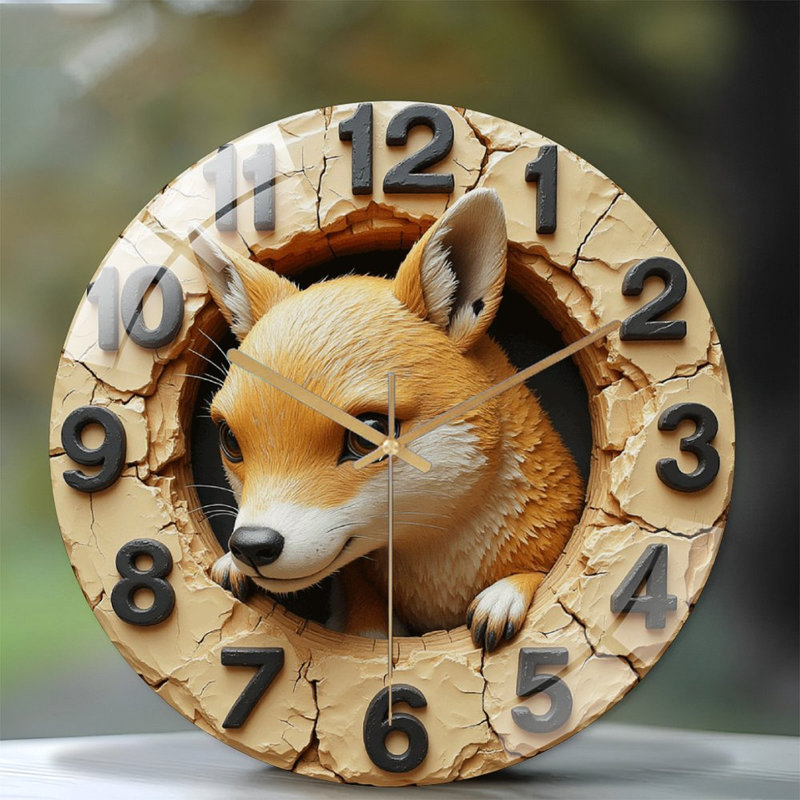 Horloge murale décorative mignonne Fox - 12 po