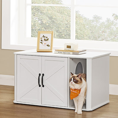Gerrika Wood Enclosed Litter Box Enclosure