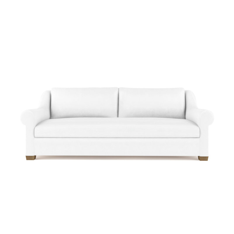 Causeuse Thompson, H 32 po x l 72 po x P 46 po, Cuir rétro blanc, Patiné