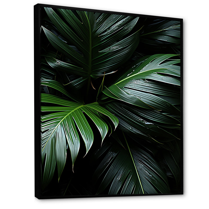 «Jade Jungle Thick Jungle Of Palm Trees», reproduction sur toile, Cadre flottant noir, H 44 po x l 34 po x P 1,5 po