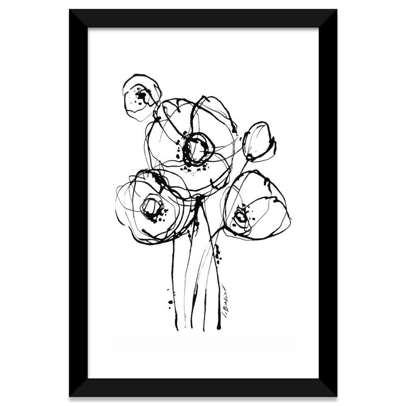 " Motion I " by Lesia Binkin, 24" H x 16" W x 1" D, Black Framed Paper