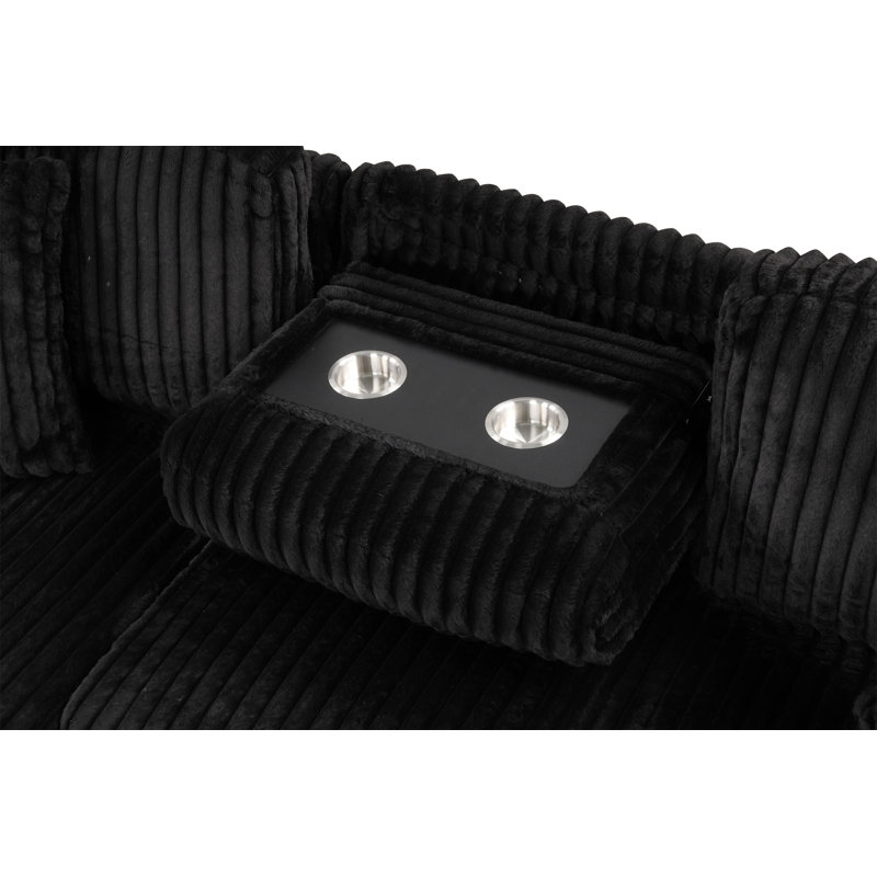 Canapé modulaire moelleux avec canapé-lit en tissu de velours, Velours noir