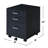 Rectangular Mobile Cabinet With 3 Drawers, Black And Chrome