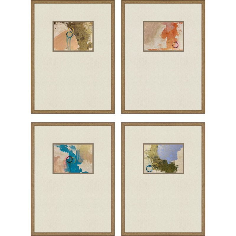 Antique Gold Framed Abstract Print Set of 4