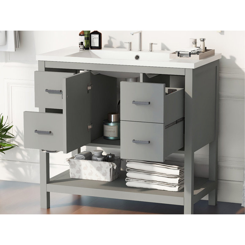 18.00'' Single Bathroom Vanity with Ceramic Top