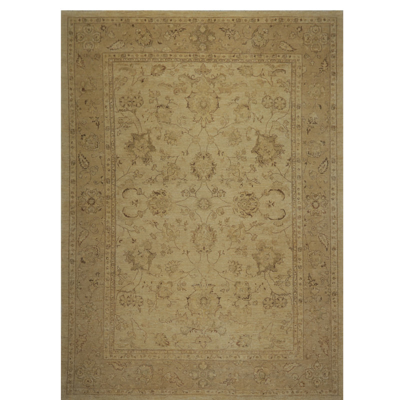 Tapis en laine beige noué la peshawar 8 pi 1 po x 11 pi 1 po one-of-kind à la main Spinnerstown