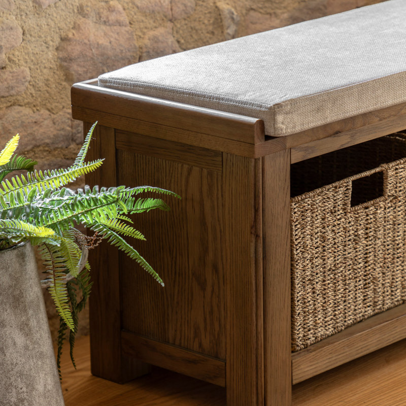 Polyester Blend Upholstered Storage Bench
