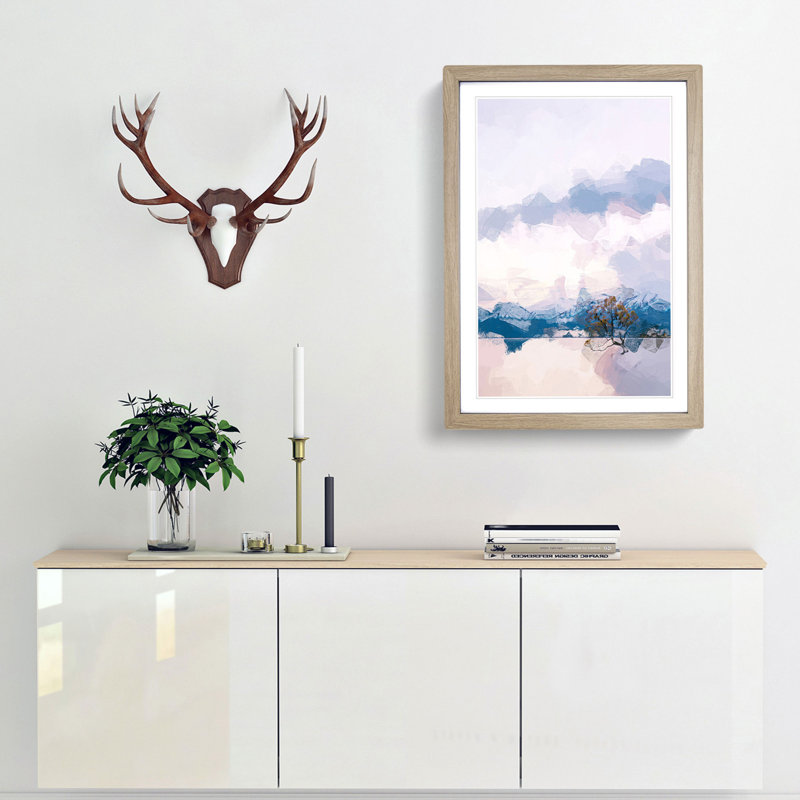 Lone Tree in New Zealand in Abstract - Picture Frame Graphic Art Print, Oak, 76cm H x 50cm W x 2cm D