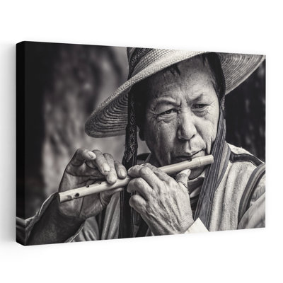 «Elder Flute Musician Abstract», reproduction d'art murale contemporaine