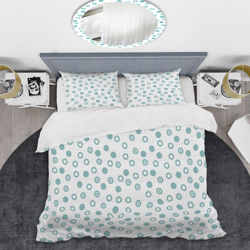Ensemble de housse de couette en microfibre vert / blanc 3 pièces, Housse de couette pour très grand lit et 2 très