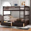 Lit superposé double au-dessus d'un lit double convertible, pin et maquillage, tiroirs avec caractéristiques de l'utilisateur, garde-corps en forme de clôture, lit simple à assembler, matériau en bois massif, pour un rangement supplémentaire, lisse-130734246-130734248