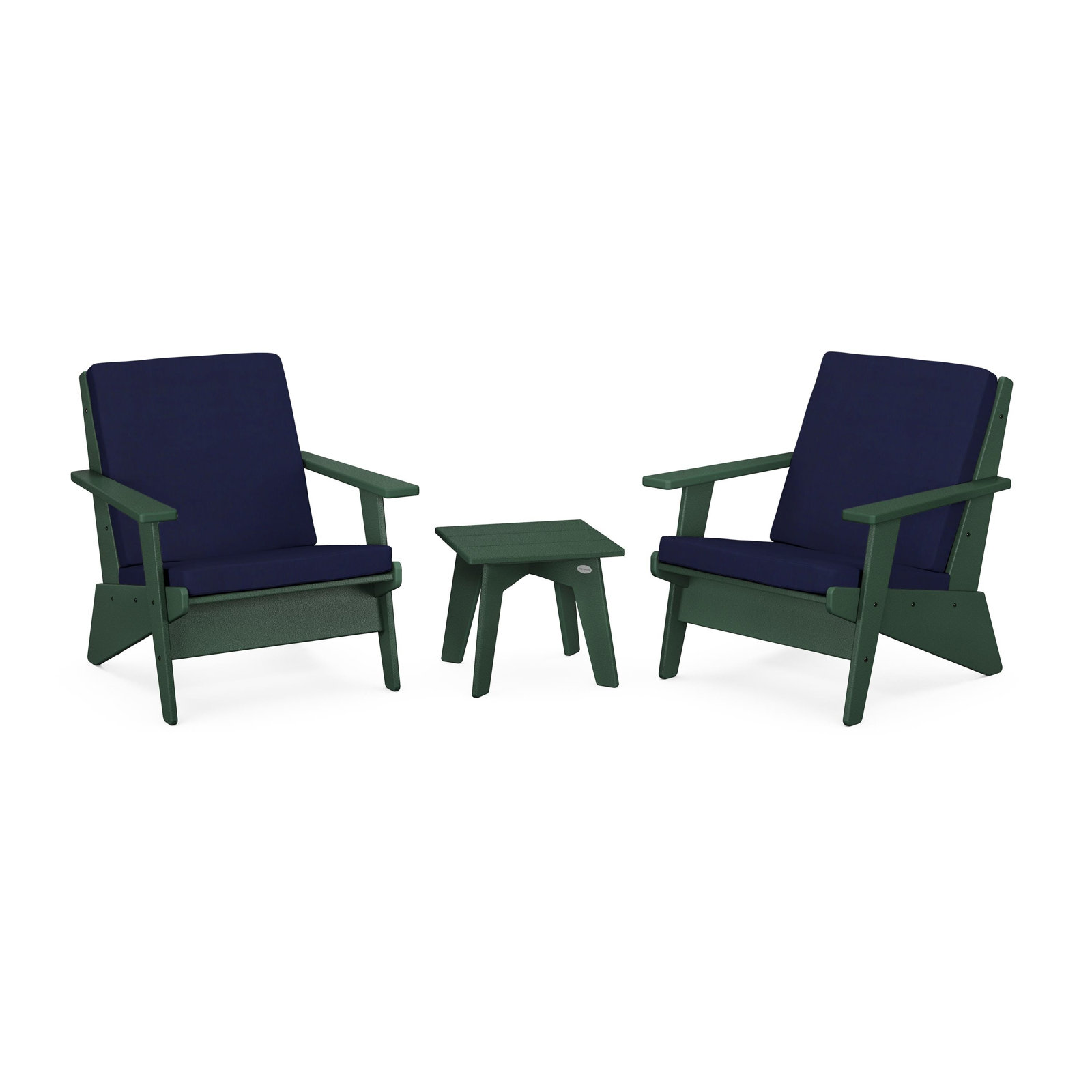 POLYWOOD® Riviera 2-Person Patio Seating Group, Navy, Green